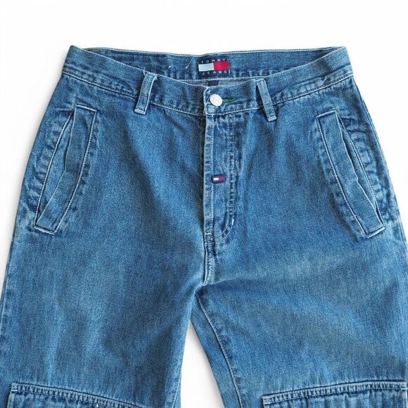 Tommy Jeans Vintage Y2K Button Fly Cargo Knees Jeans Medium Wash Junior 5 - Picture 6 of 11